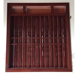 Mẫu cửa sổ 4 cánh bằng thép vân gỗ có chấn song f32 Đắk Lắk